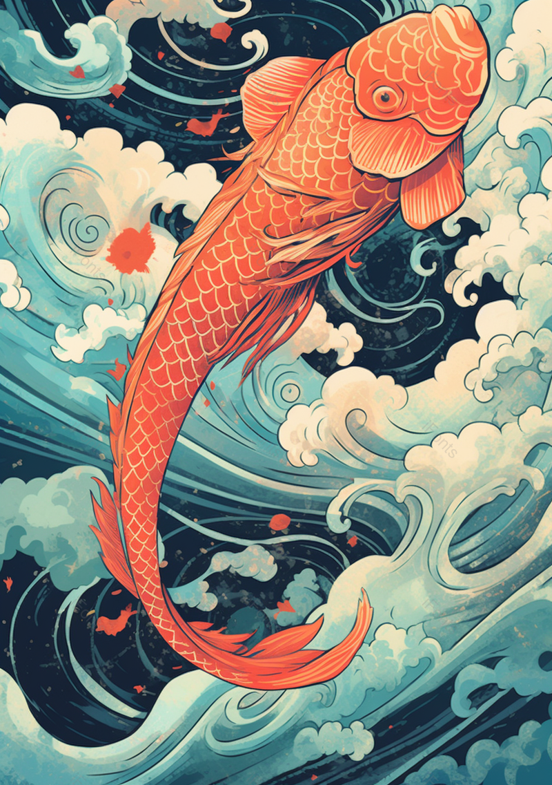 水中的金鱼插画场景中国风插画背景,插画/手绘图,插画/手绘图库,插画/手绘图下载,插画/手绘